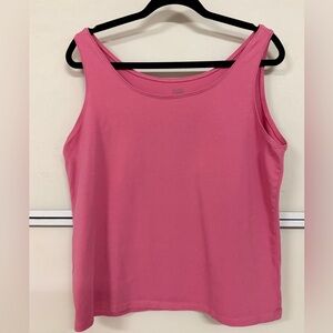 Eileen Fisher Sz XL 90% Organic Cotton Made in USA Vibrant Pink Scoop Neck Tank